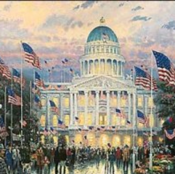 🇺Flags Over the Capital Lithograph Thomas Kinkade - Picture 2 of 2